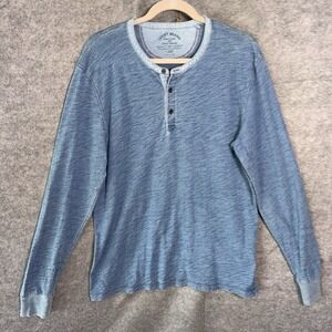 Lucky Brand Henley Mens Sz L Heathered Blue Lightweight Grunge Y2K